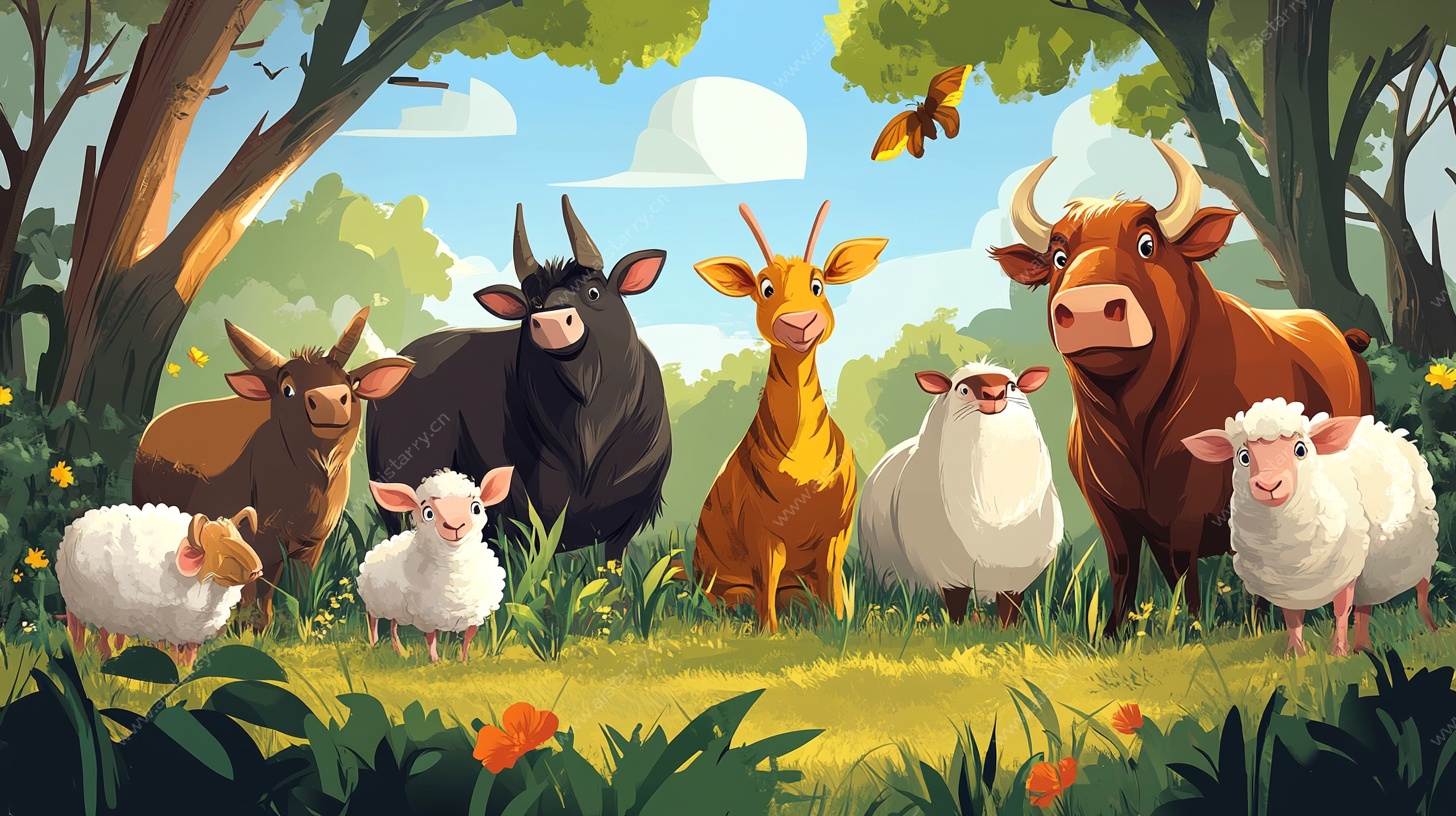 森林中的可爱动物大聚会