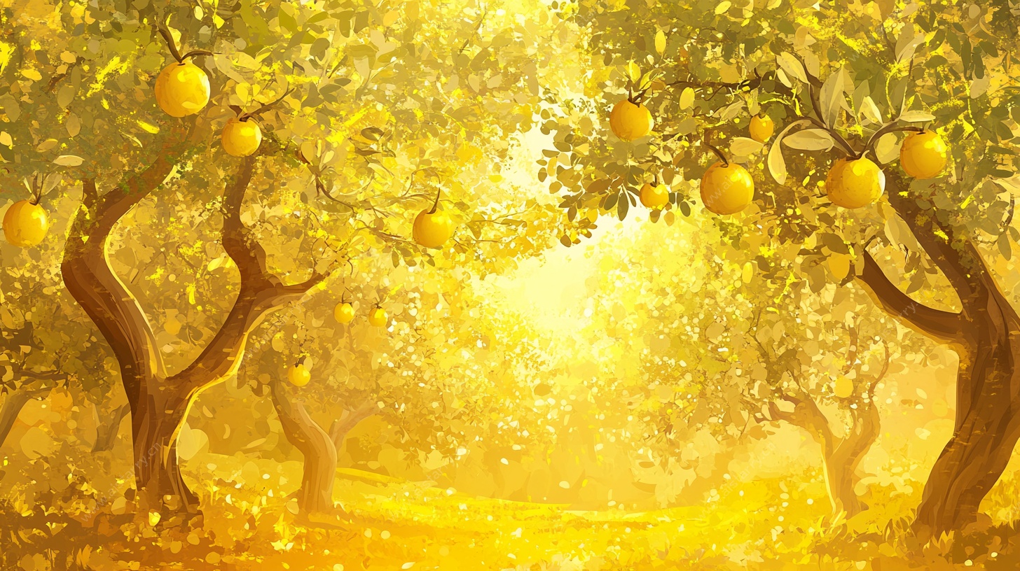 金黄果园的梦幻秋日景象