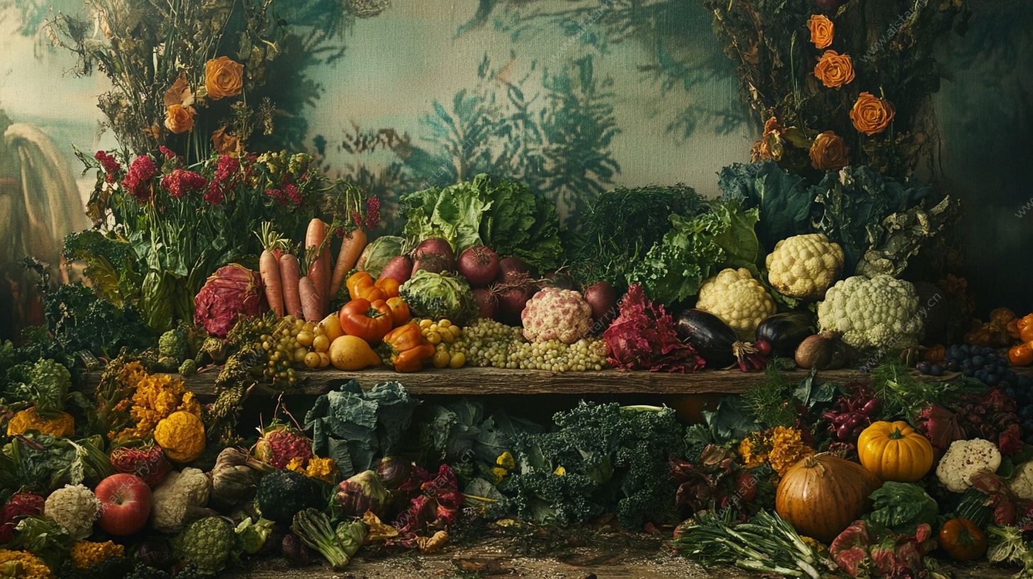 丰盛果蔬静物画