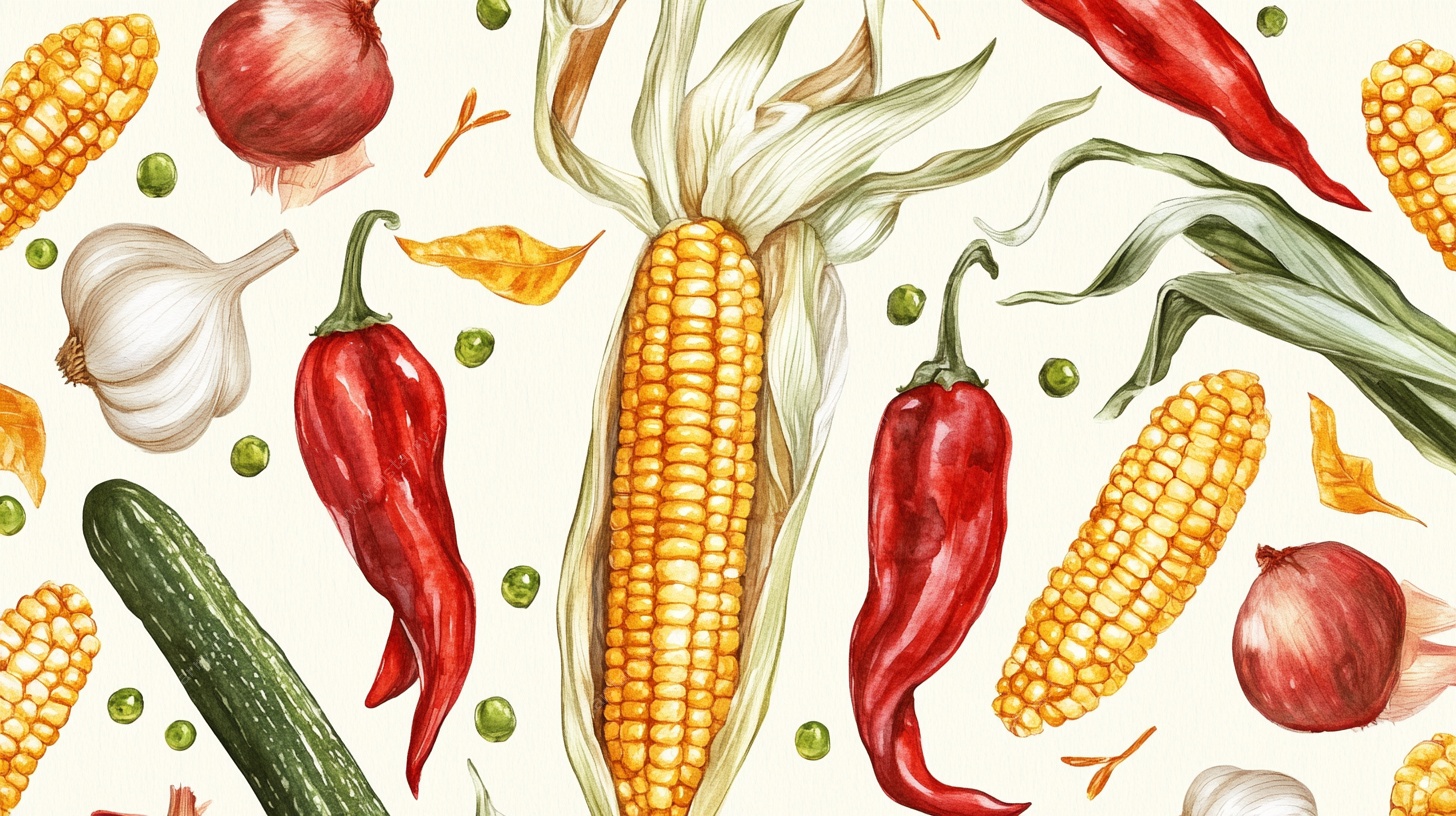 多彩手绘蔬菜图案