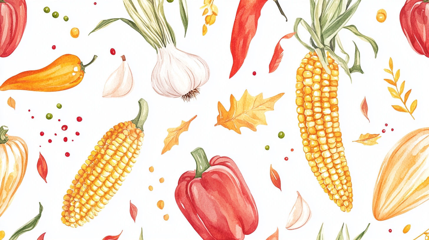 水彩风秋季蔬菜插画