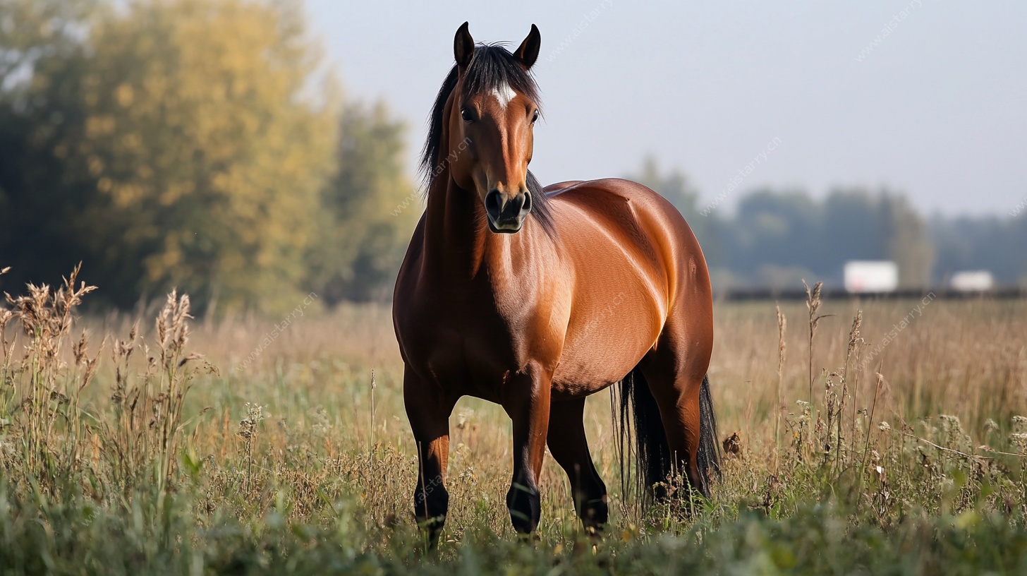 田野中的棕色骏马