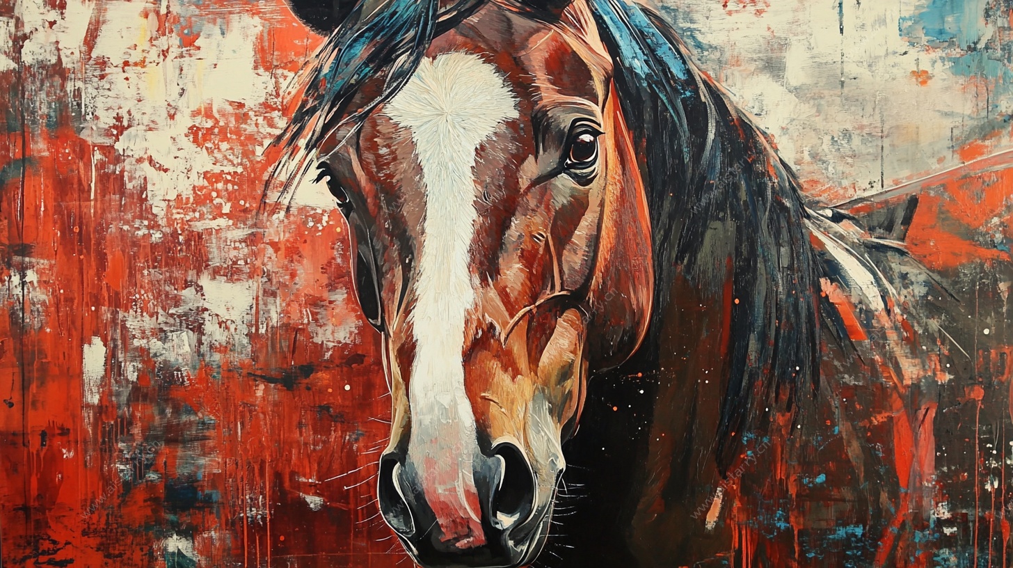 抽象风格骏马油画肖像