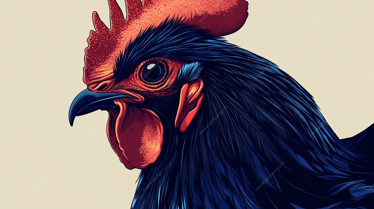 公鸡插画特写