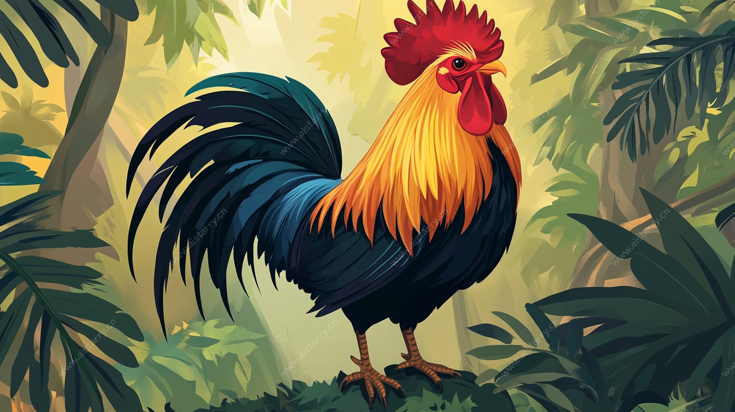 丛林中的五彩大公鸡