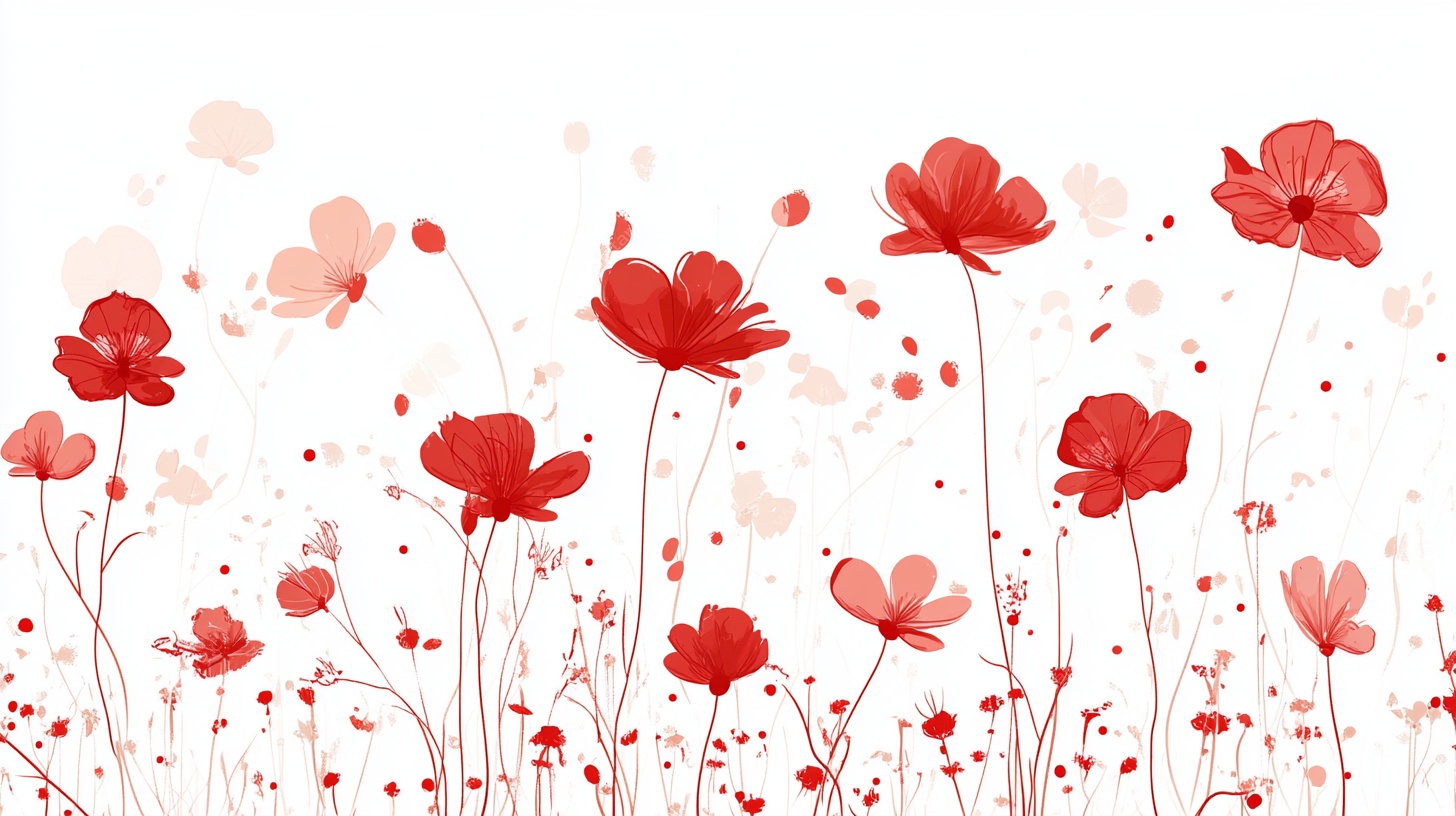 红色花卉浪漫背景图