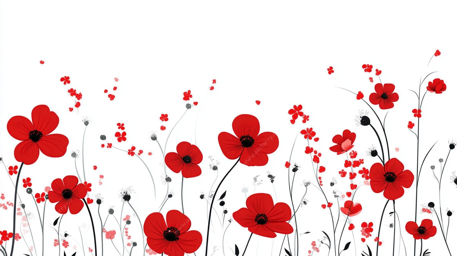 红色花卉装饰图案背景