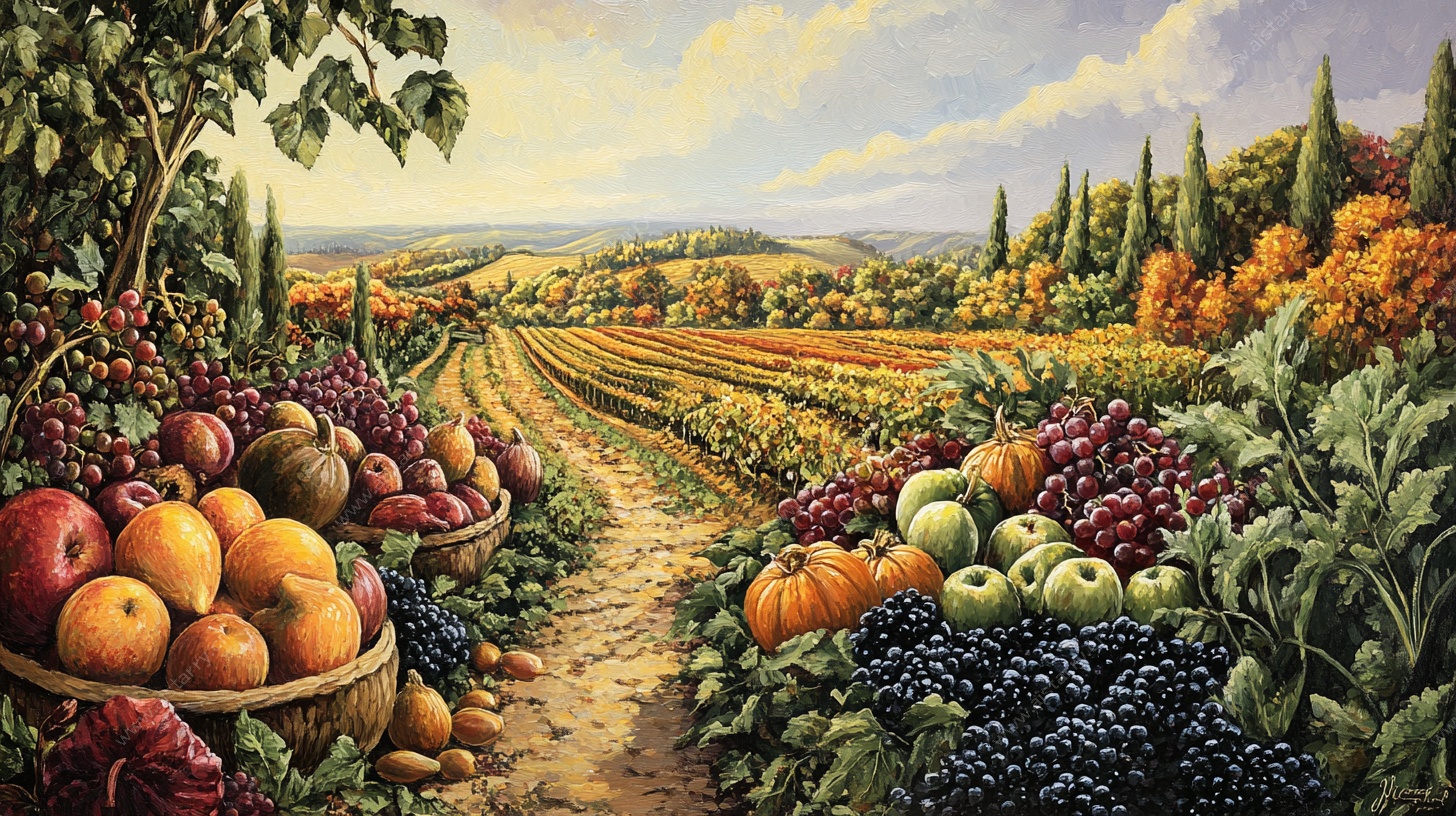 田园果香丰收景