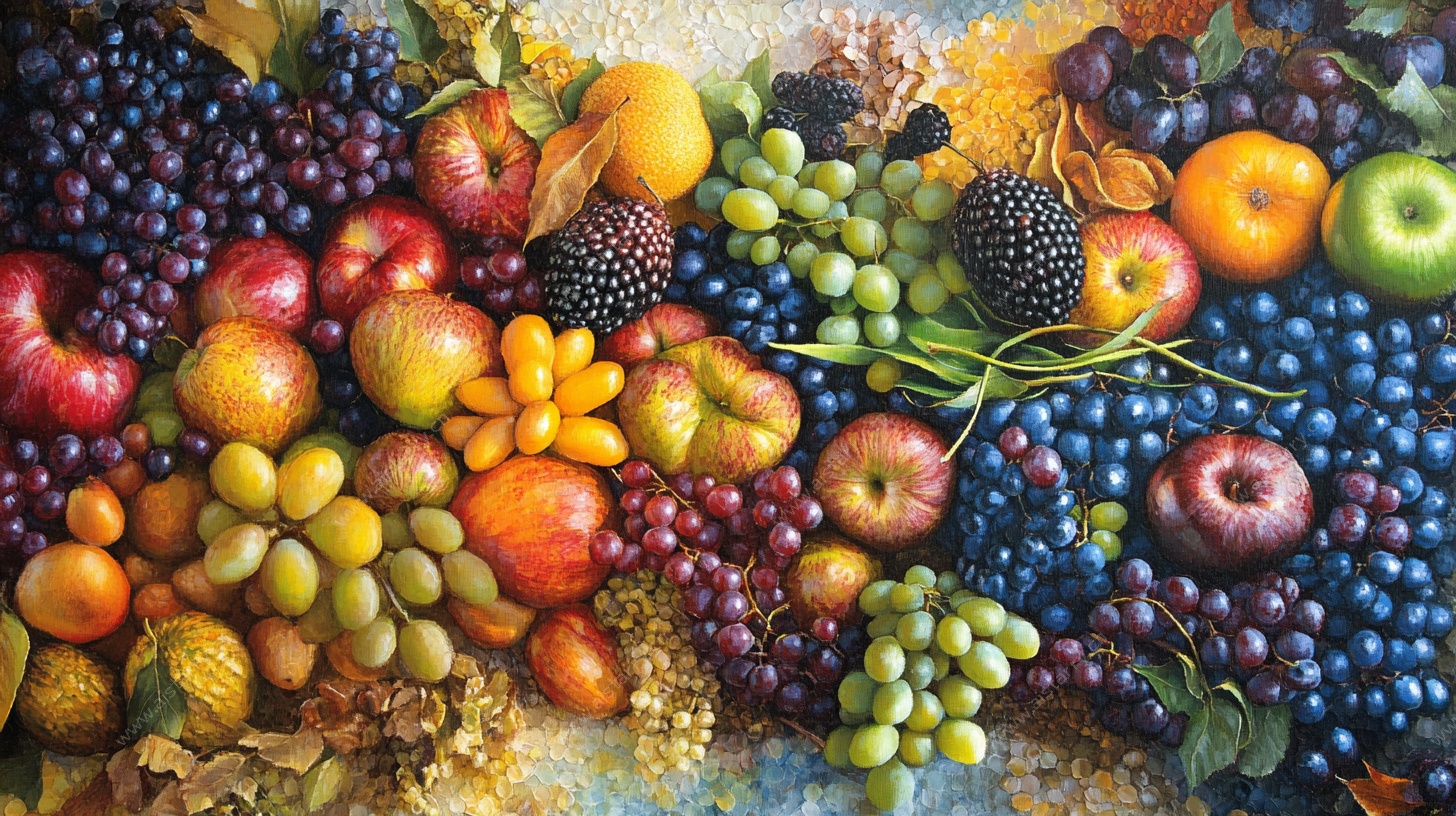 多彩缤纷的水果静物图