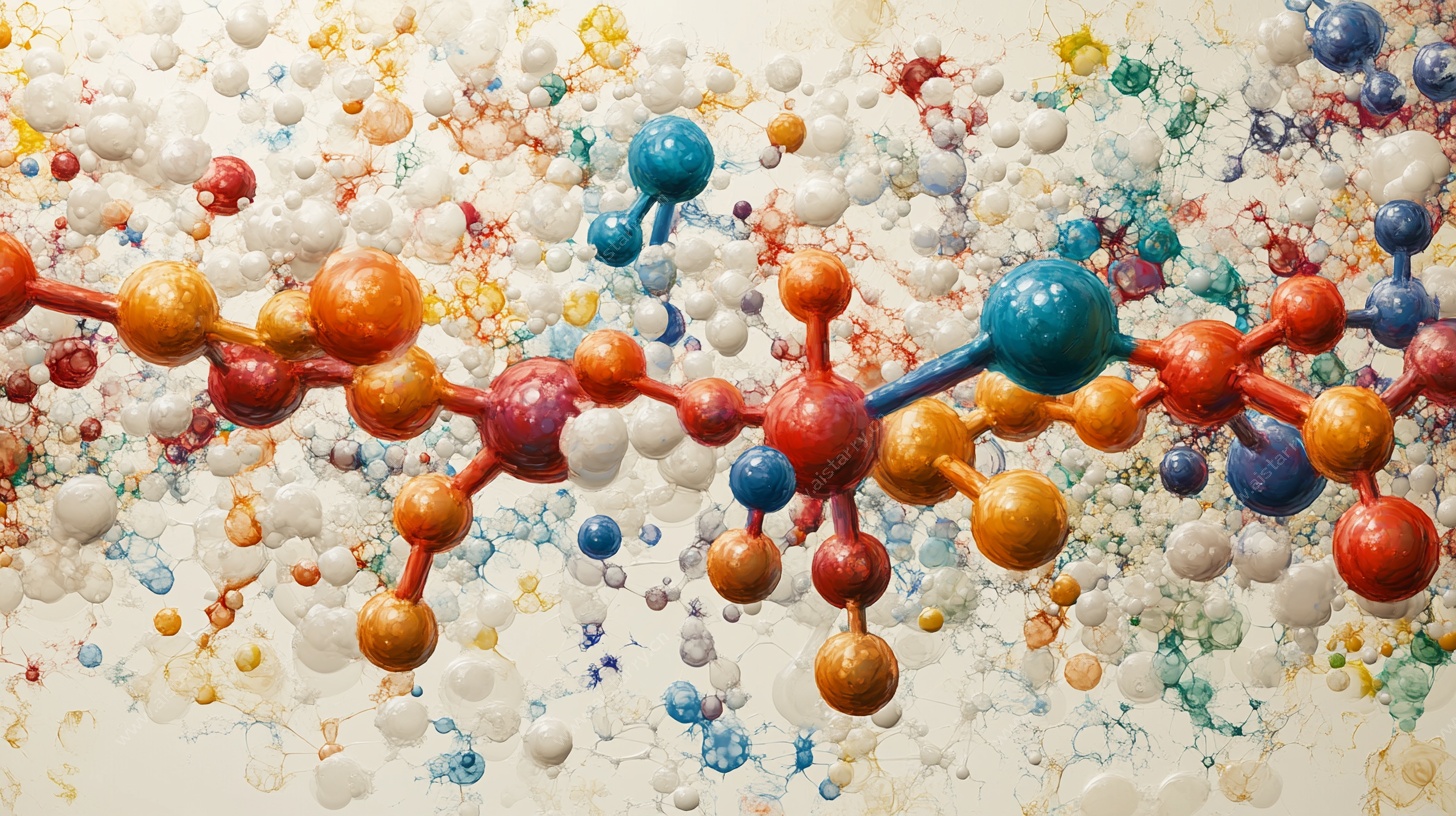 彩色分子结构艺术画面