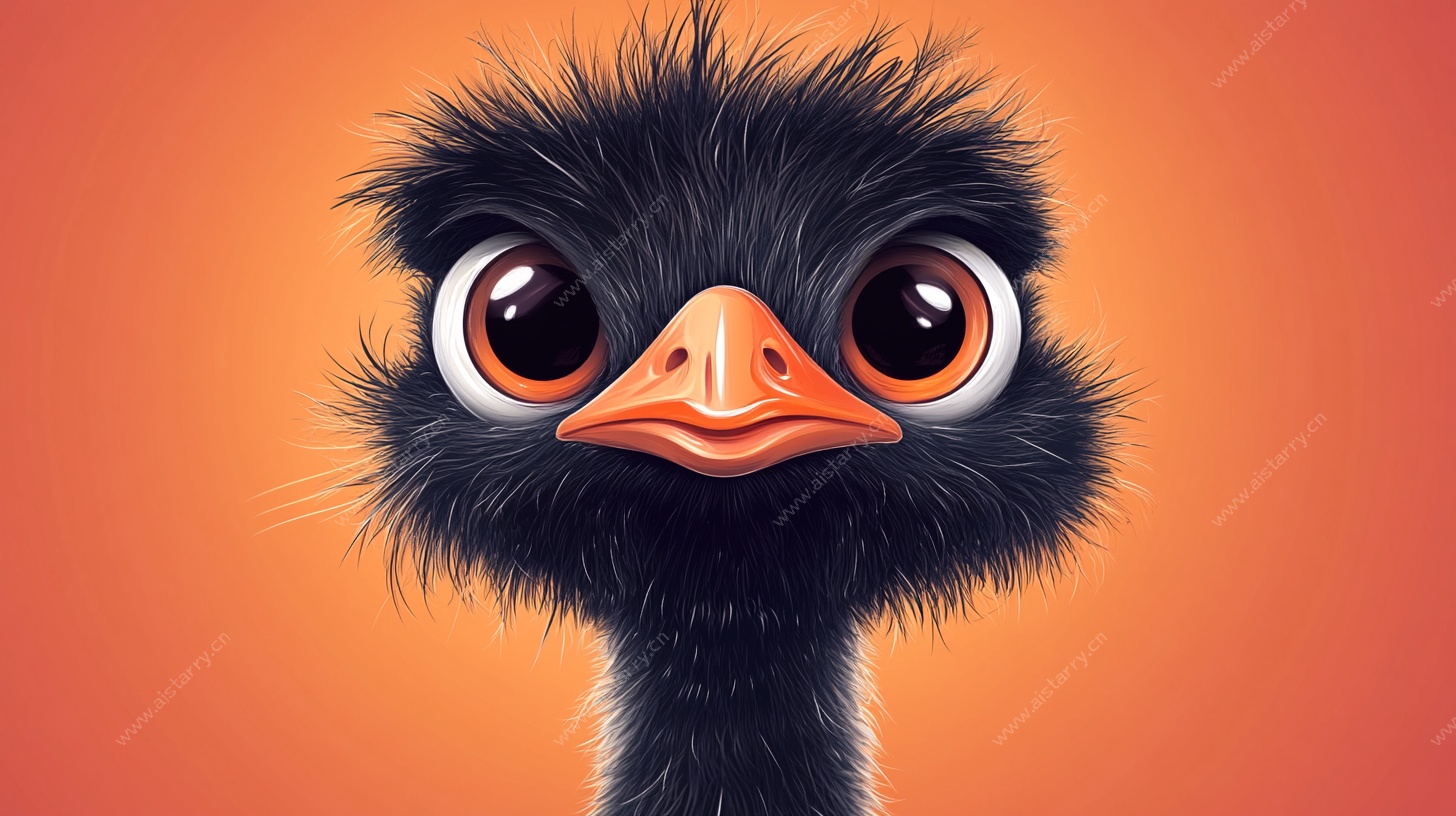 可爱鸵鸟头像插画