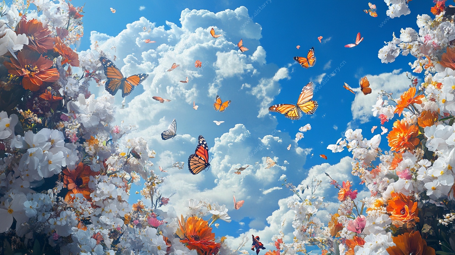 梦幻蝶舞花丛间
