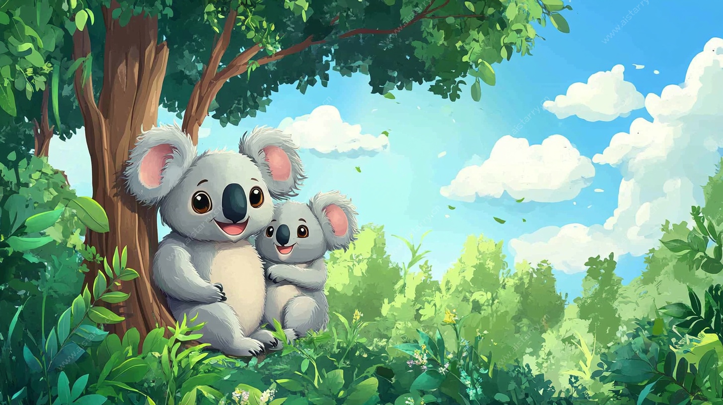 考拉母子的森林温馨时光