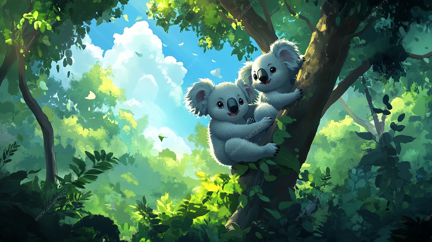 考拉在丛林的温馨时刻