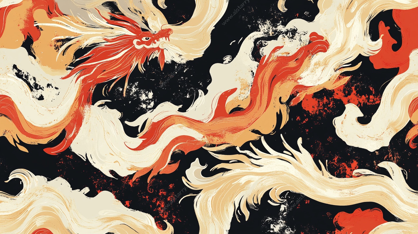 中式火焰凤凰图案设计