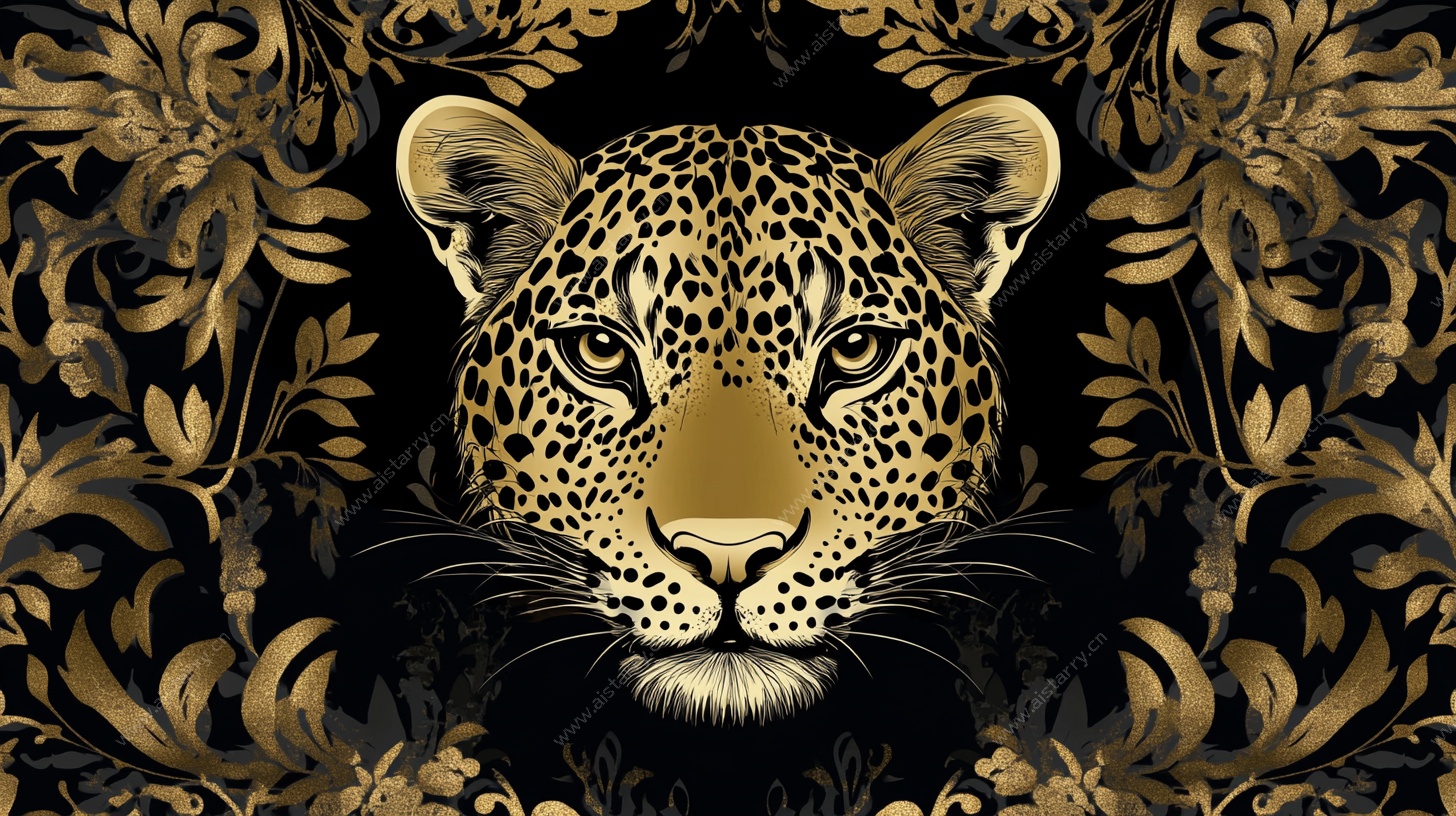 豹头金饰纹 奢华艺术图案