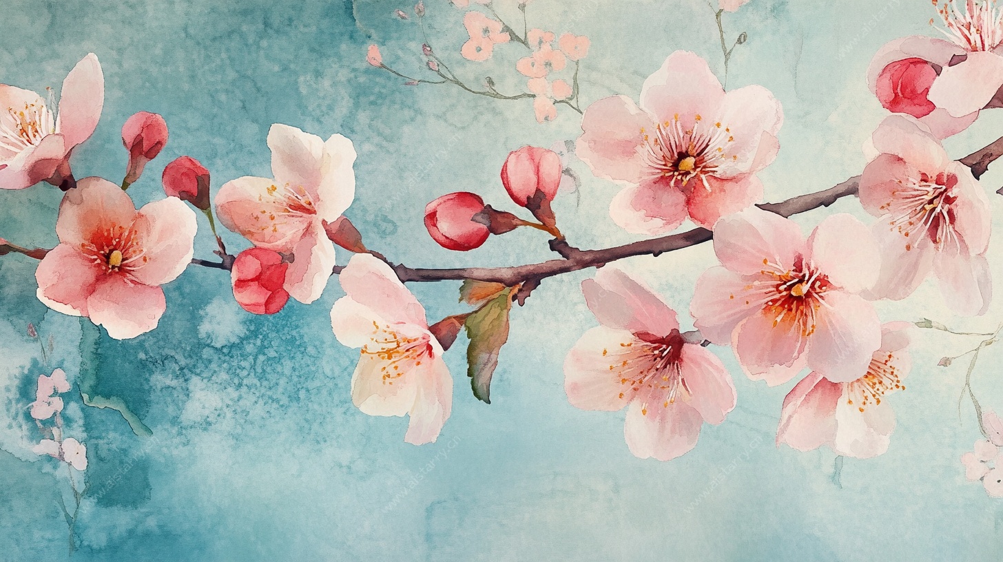 唯美粉色桃花枝