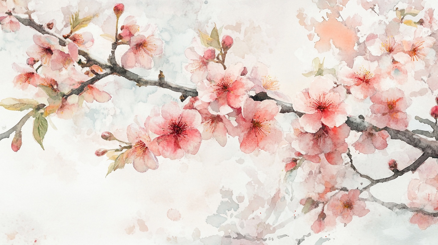 水墨风盛开桃花图