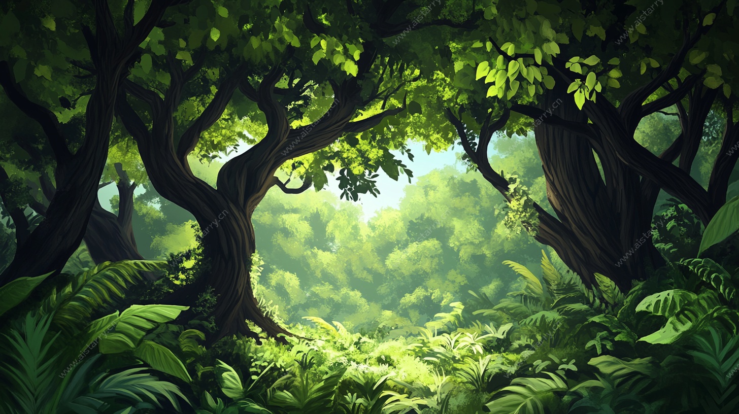 梦幻绿意丛林场景