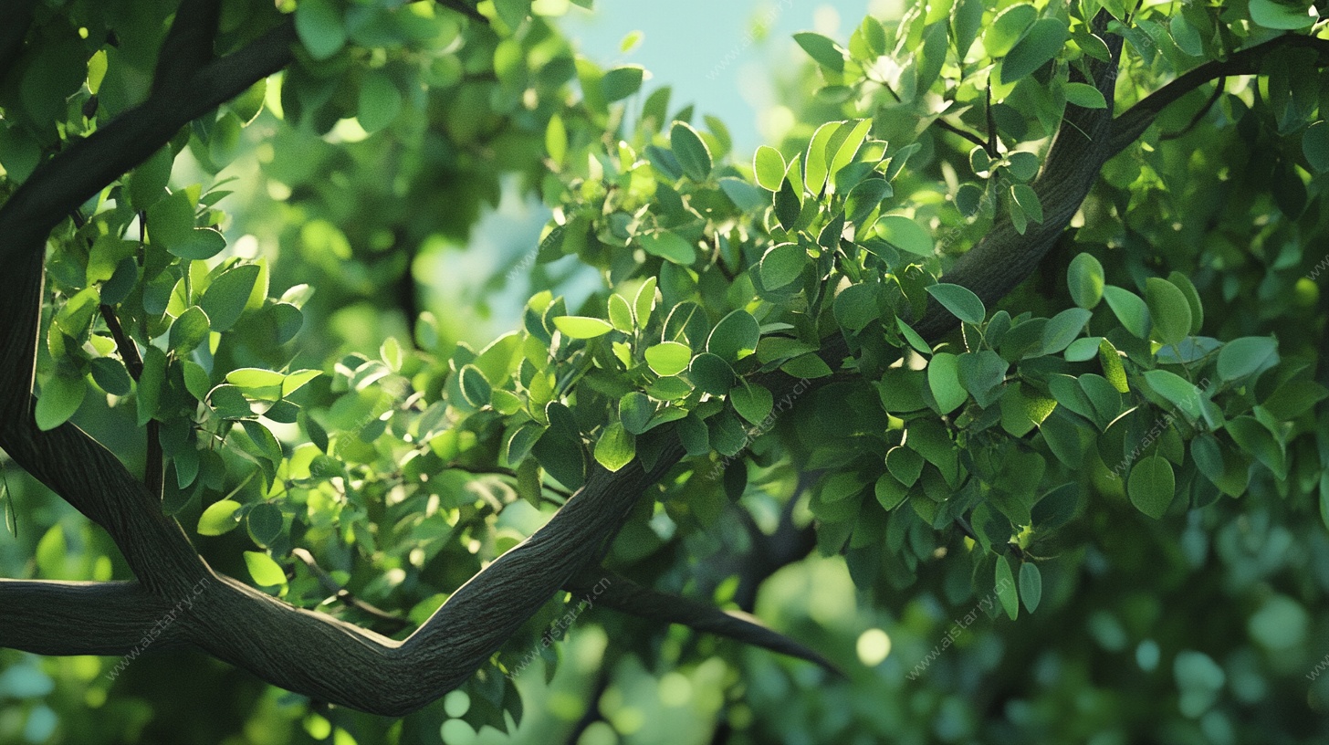 翠绿树枝间的盎然生机