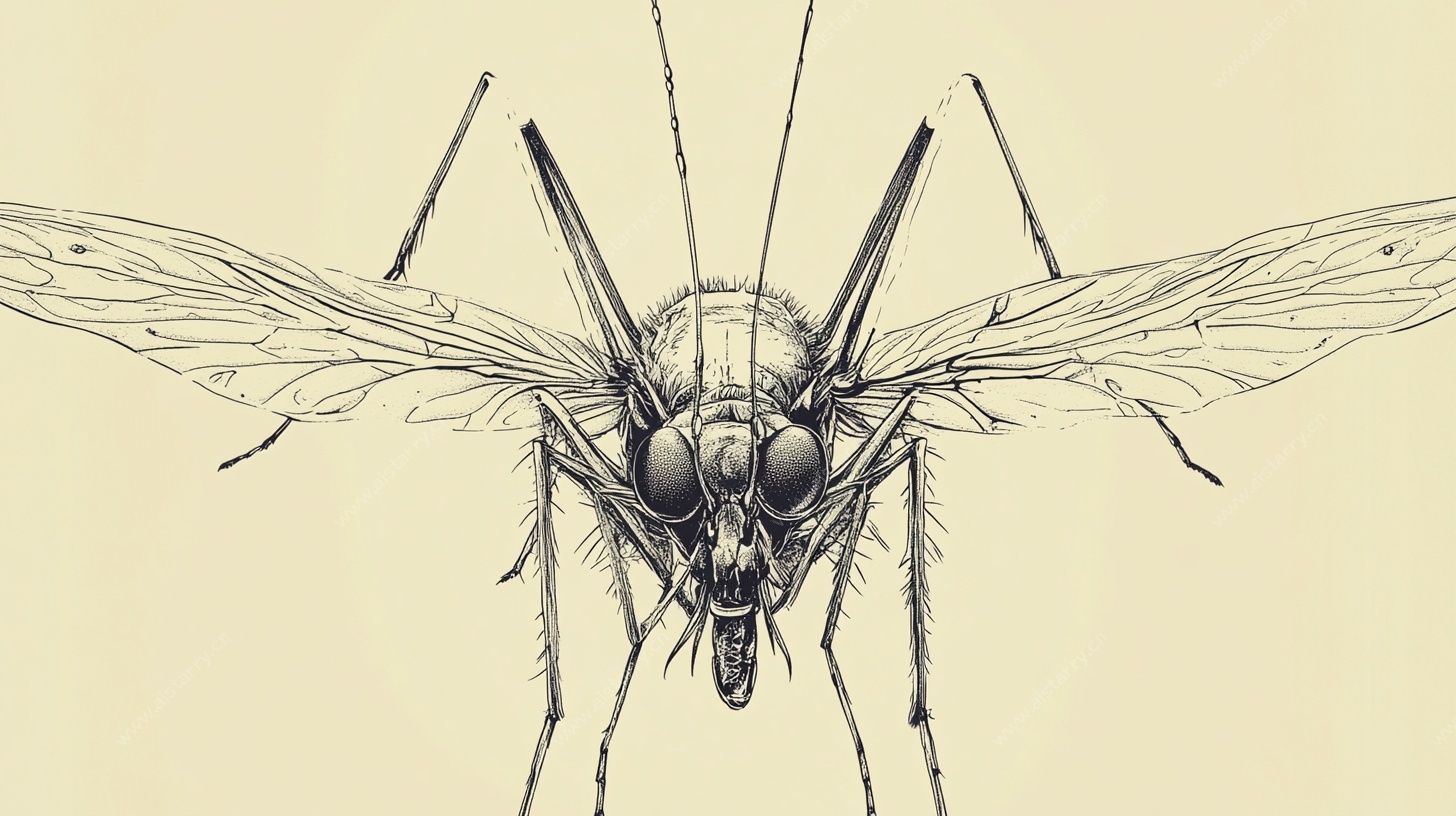 手绘恐怖蚊子特写