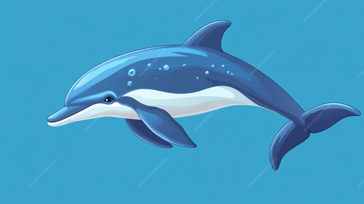 蓝色海洋中的可爱海豚