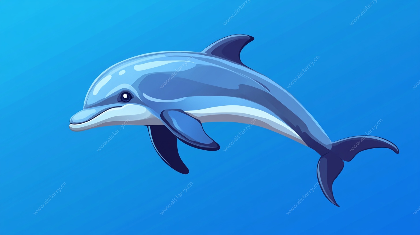卡通海豚畅游图
