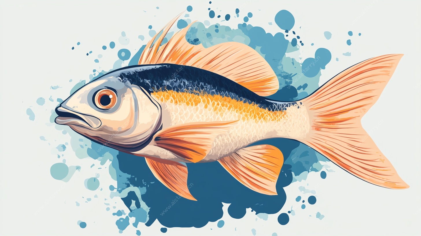 水彩风格的灵动观赏鱼