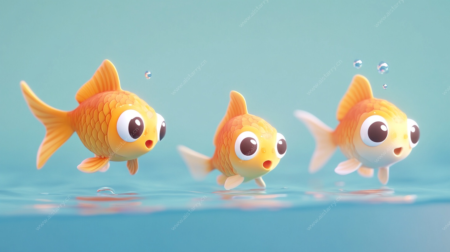 可爱金鱼水中游