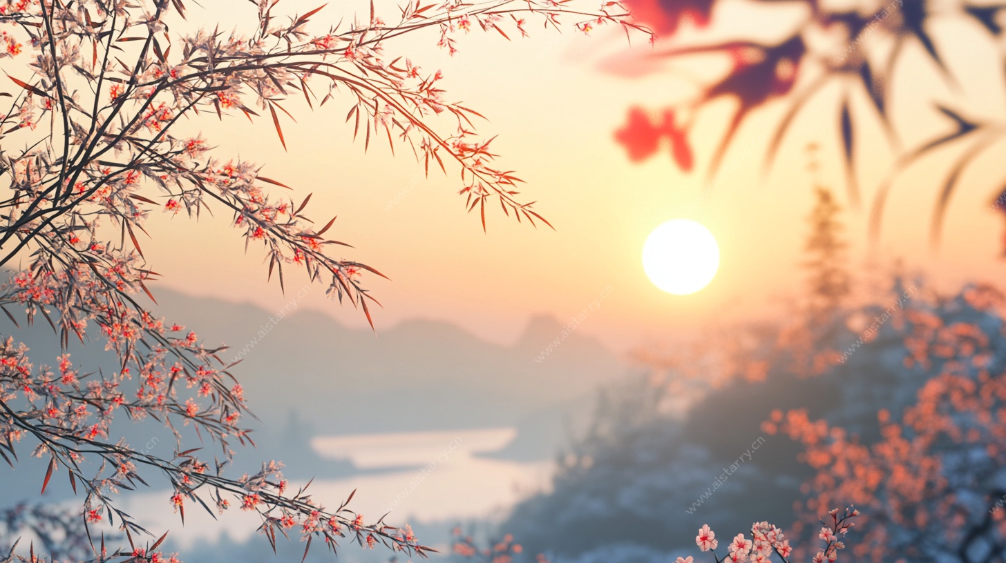 冬日暖阳下的山林美景