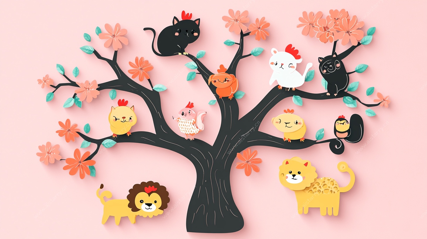 树上的可爱动物们