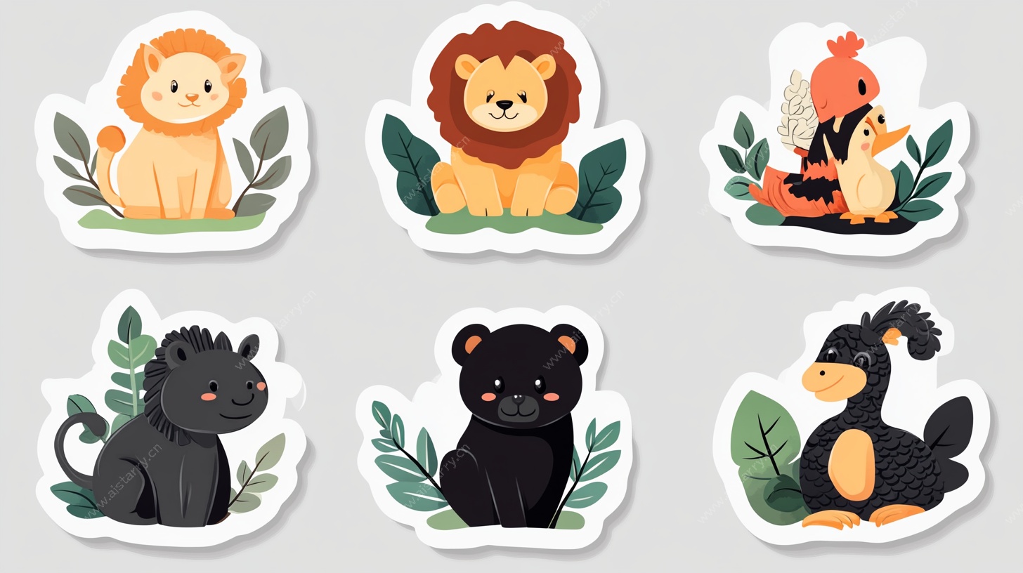 可爱动物贴纸集合