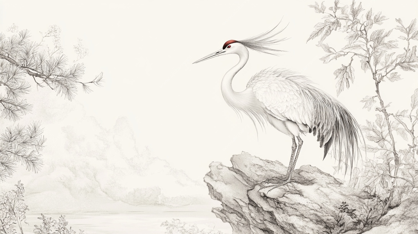 水墨仙鹤图