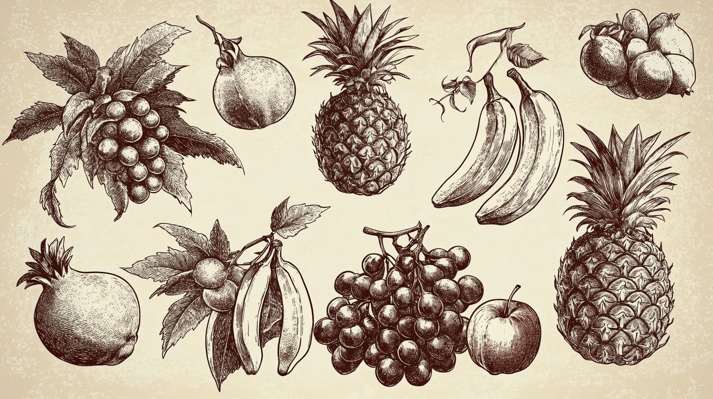 复古手绘水果集合图