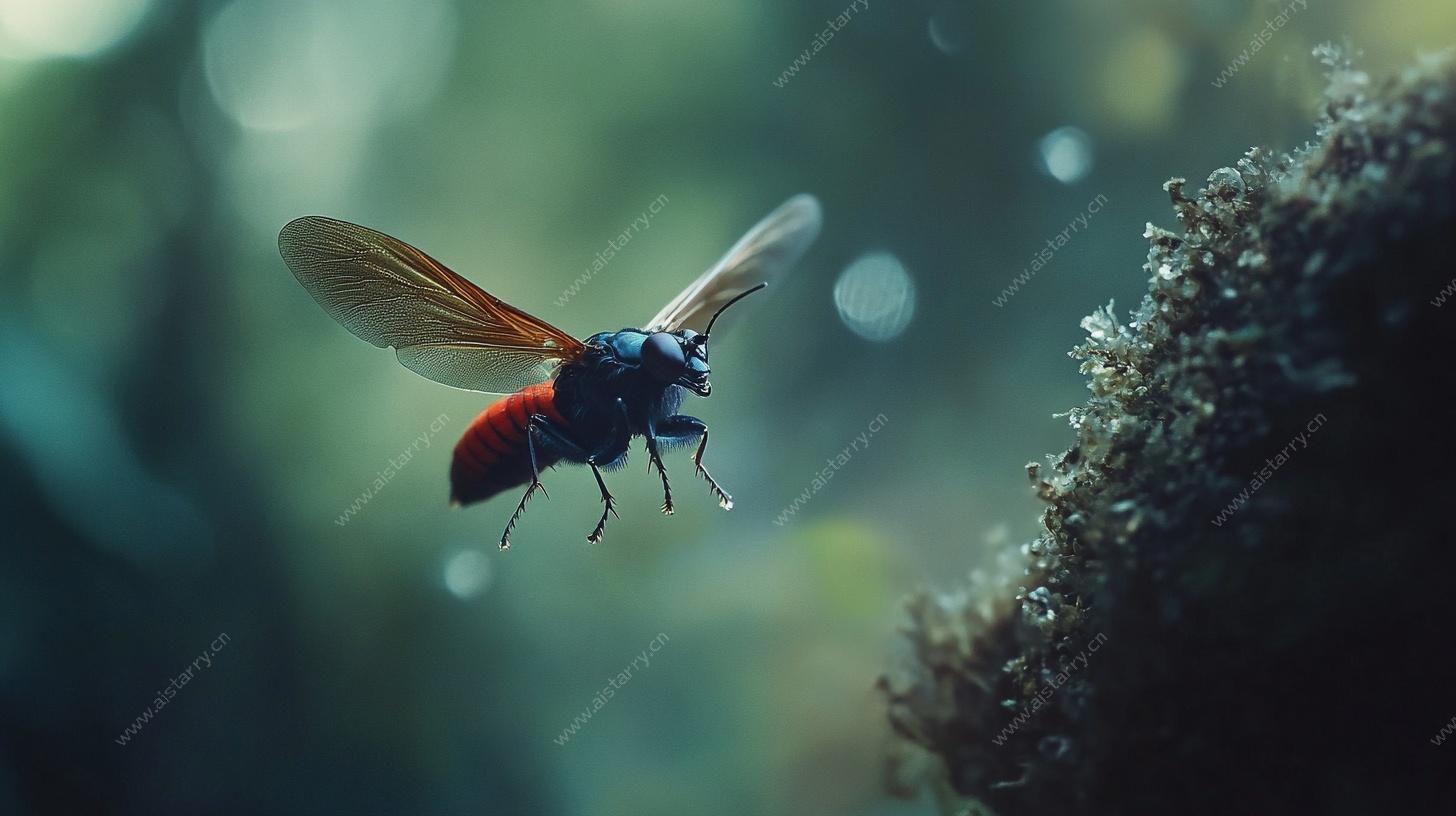 飞行中的色彩鲜艳昆虫