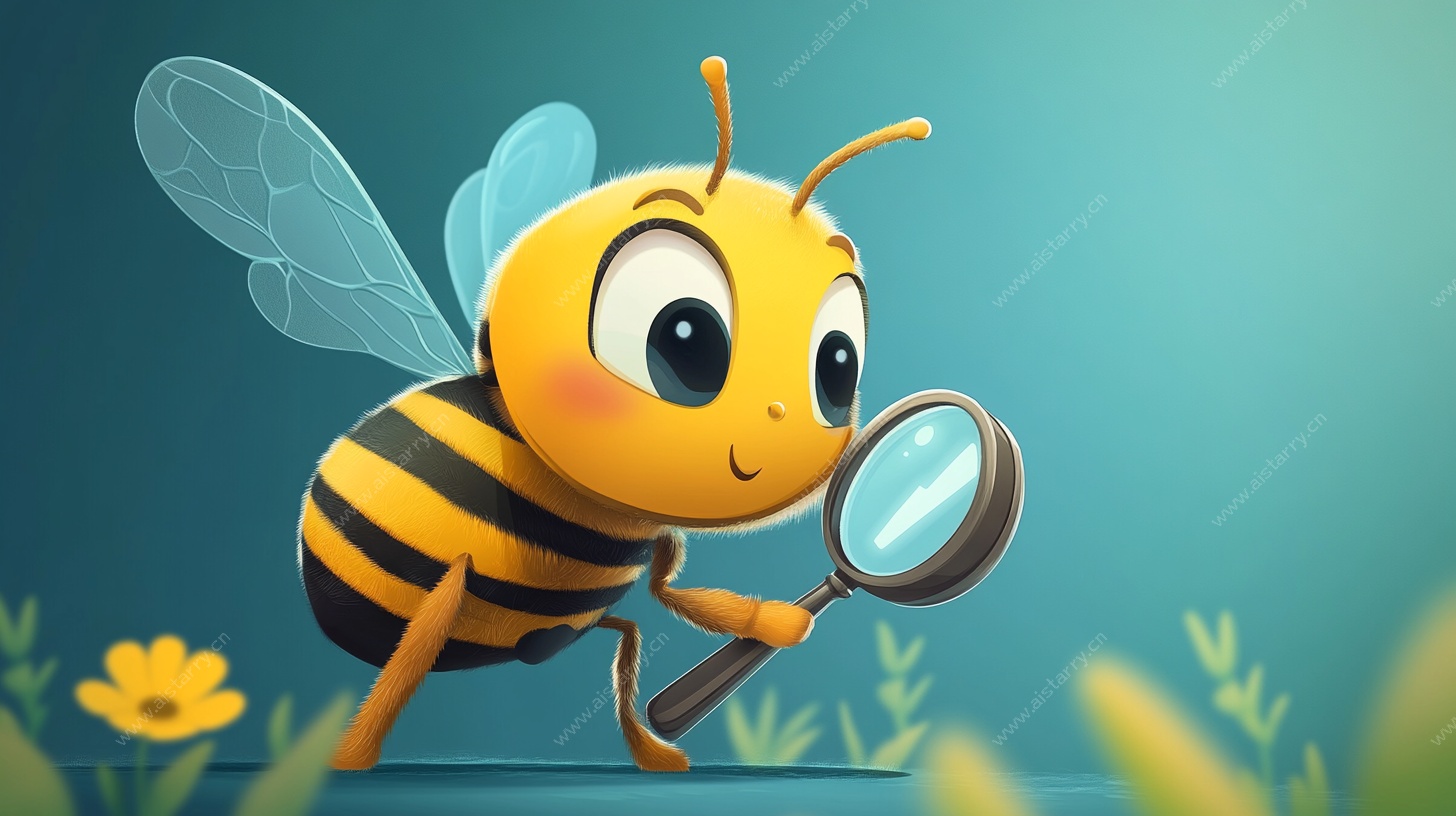 小蜜蜂持放大镜探索画面