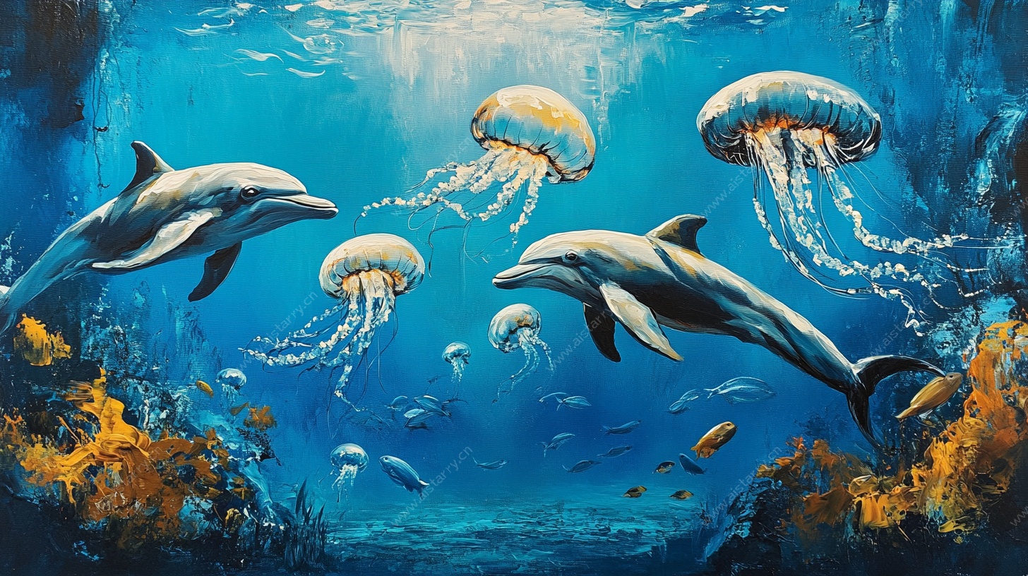 海豚与水母的梦幻海底世界