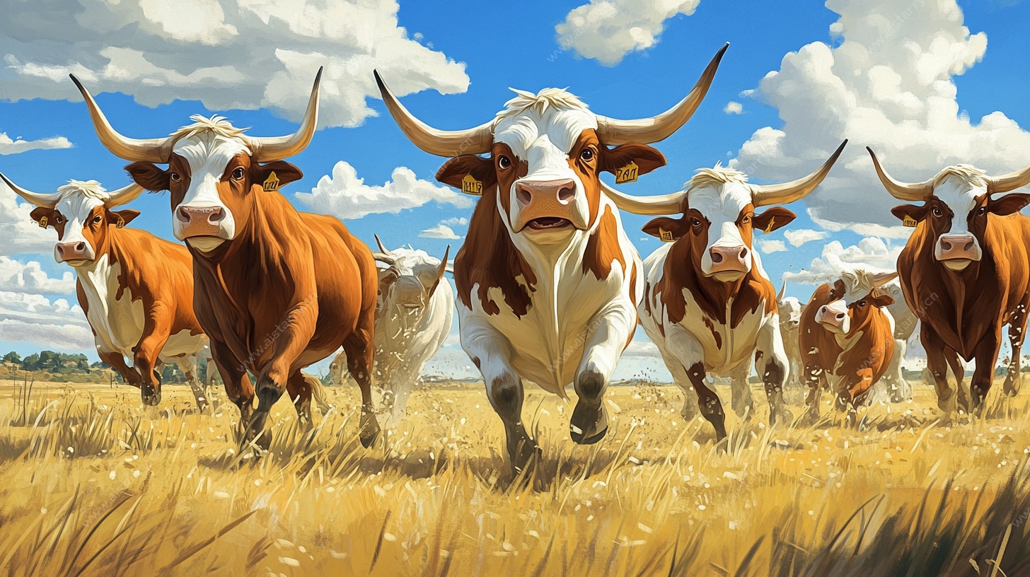 奔跑的牛群