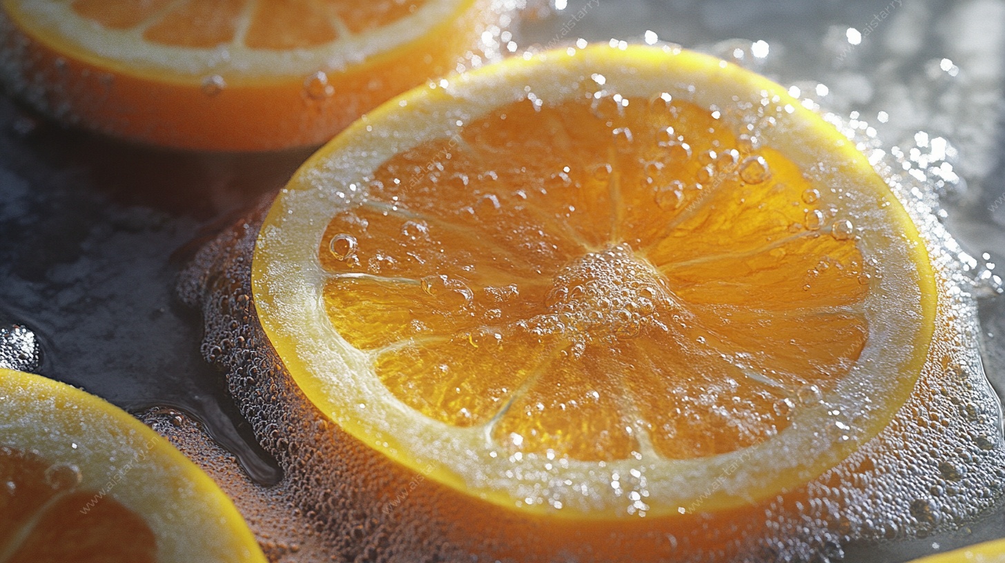 柠檬切片泡水特写