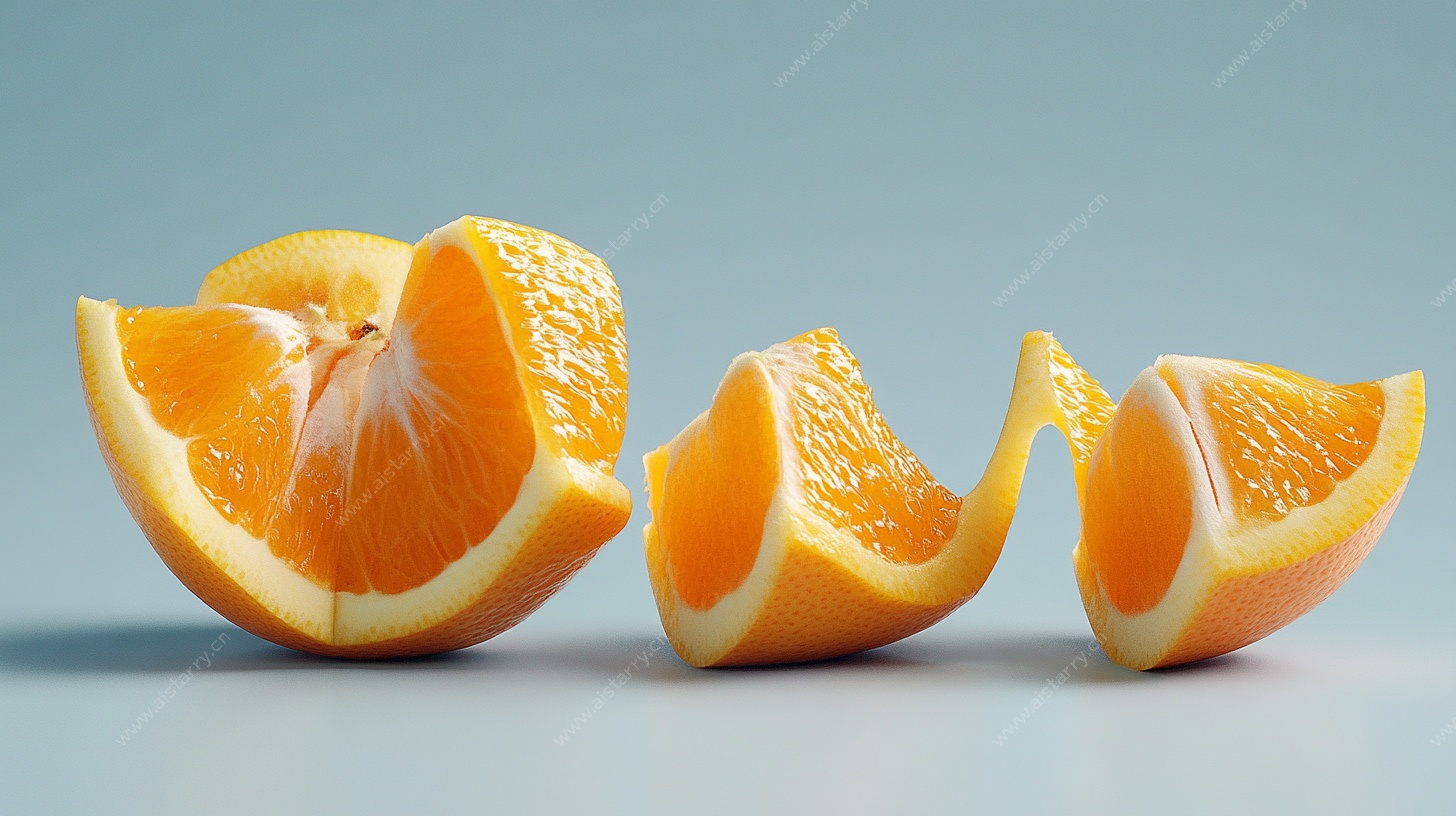 剥开的新鲜橙子切片