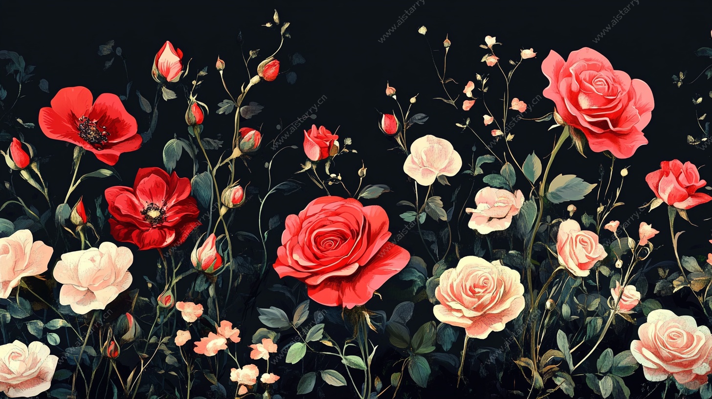 绚丽玫瑰花卉图