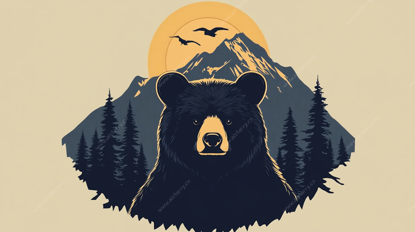 熊与山林的壮美风景