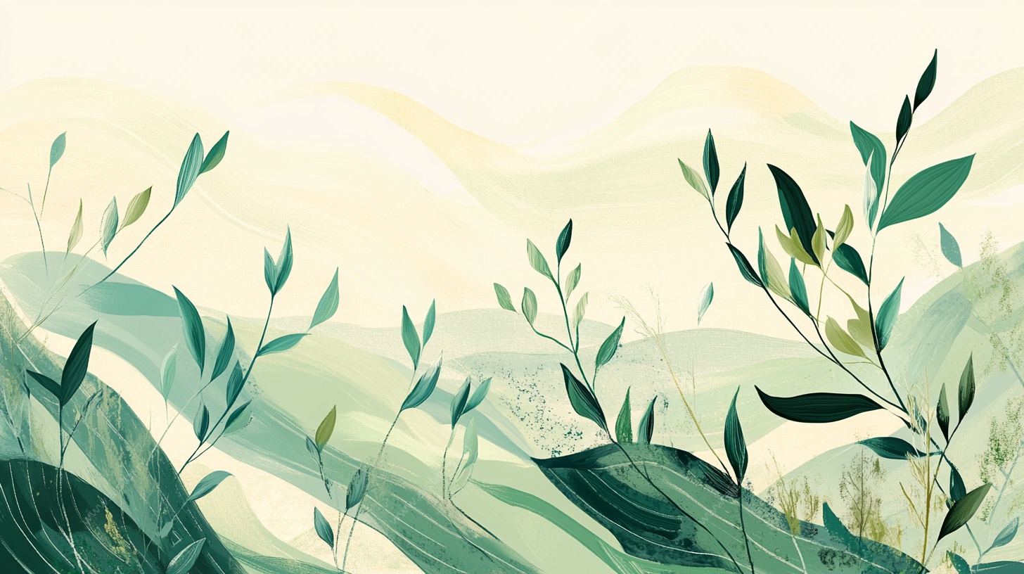 清新绿植自然风景插画