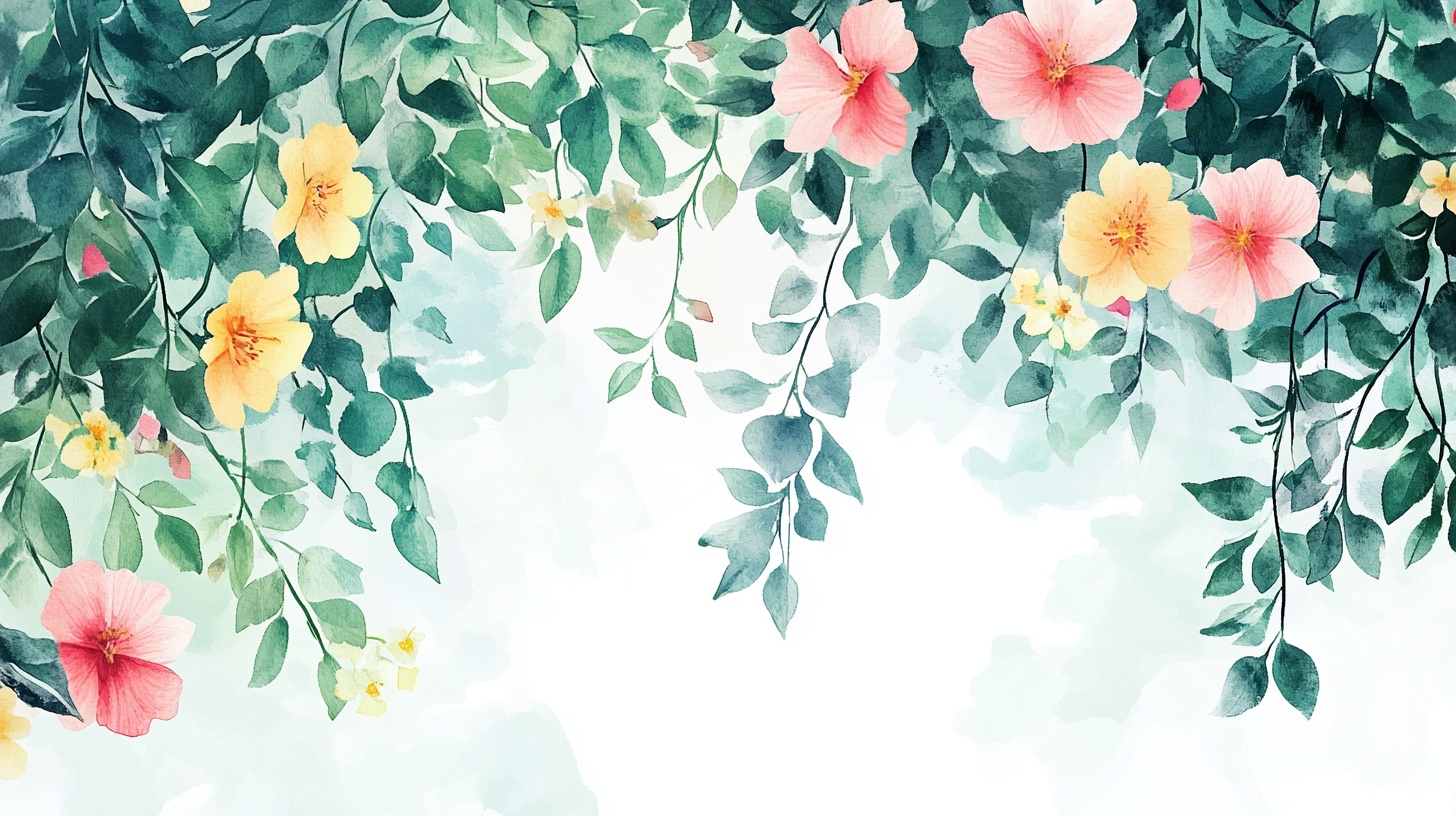 花卉藤蔓水彩背景图