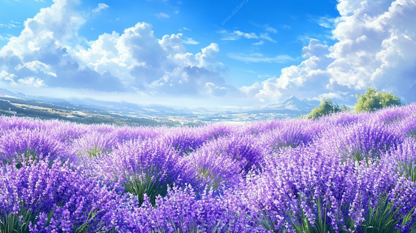 梦幻紫色薰衣草花田