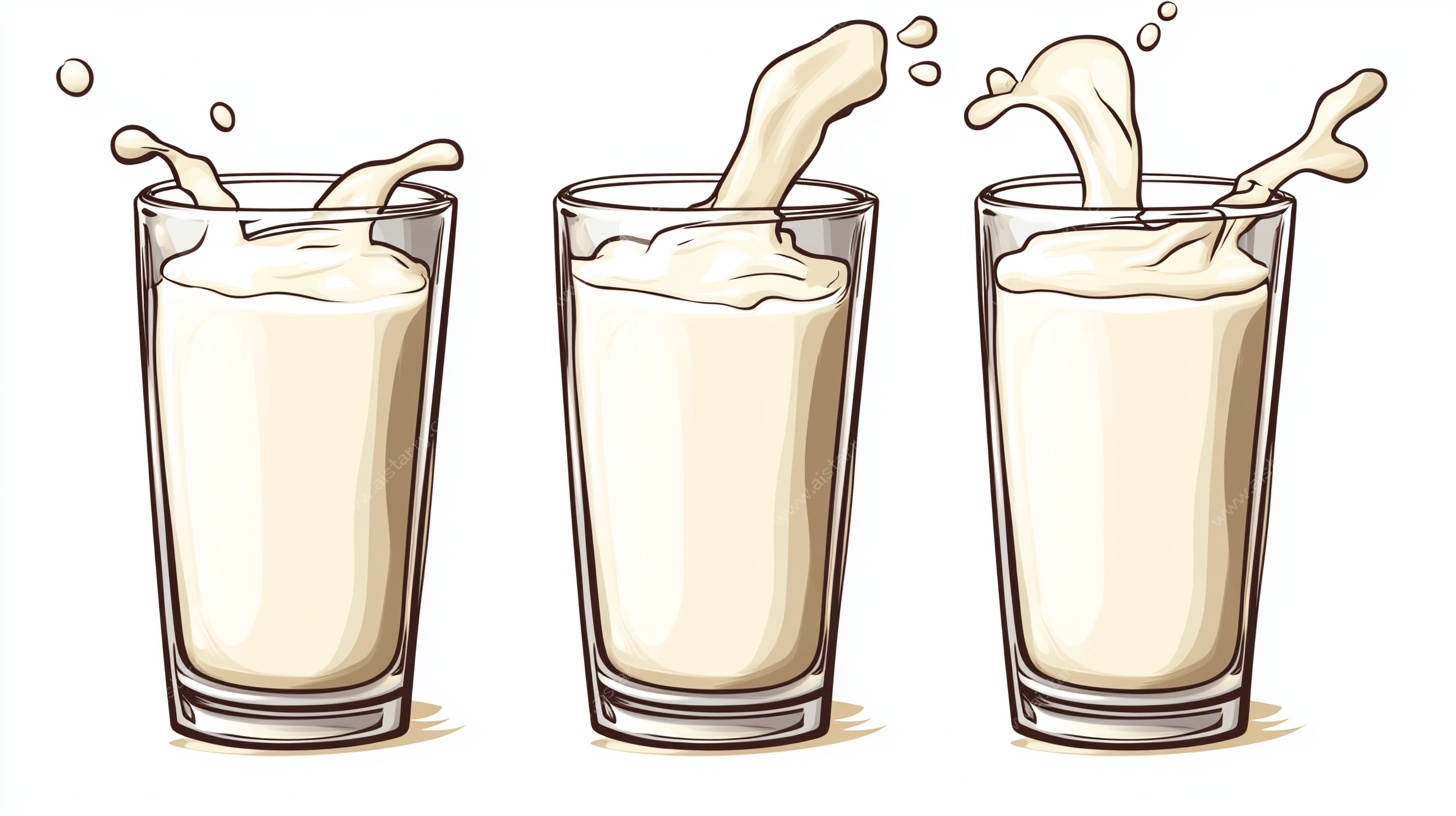 牛奶溅入玻璃杯插画