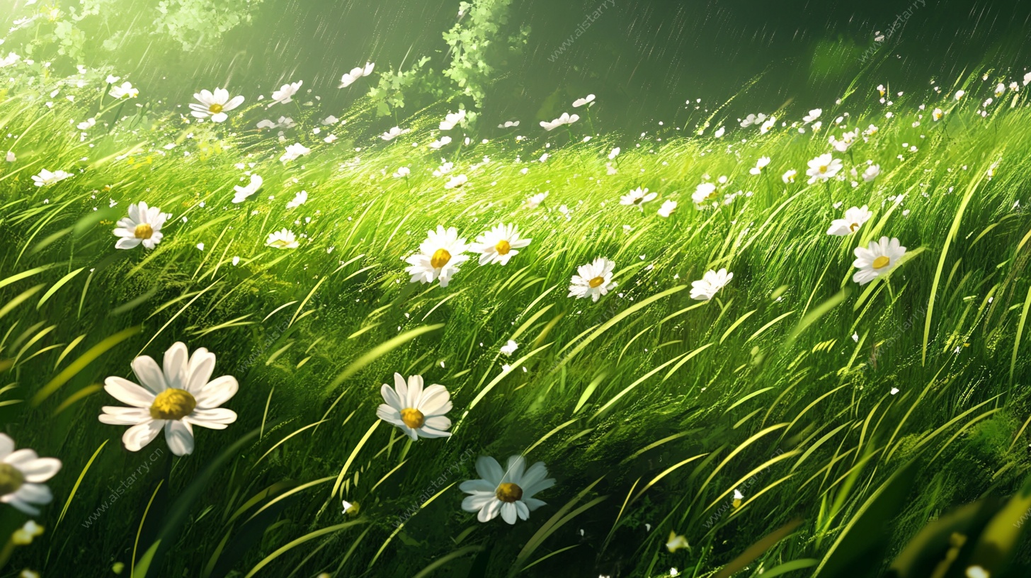 阳光下的雏菊草地