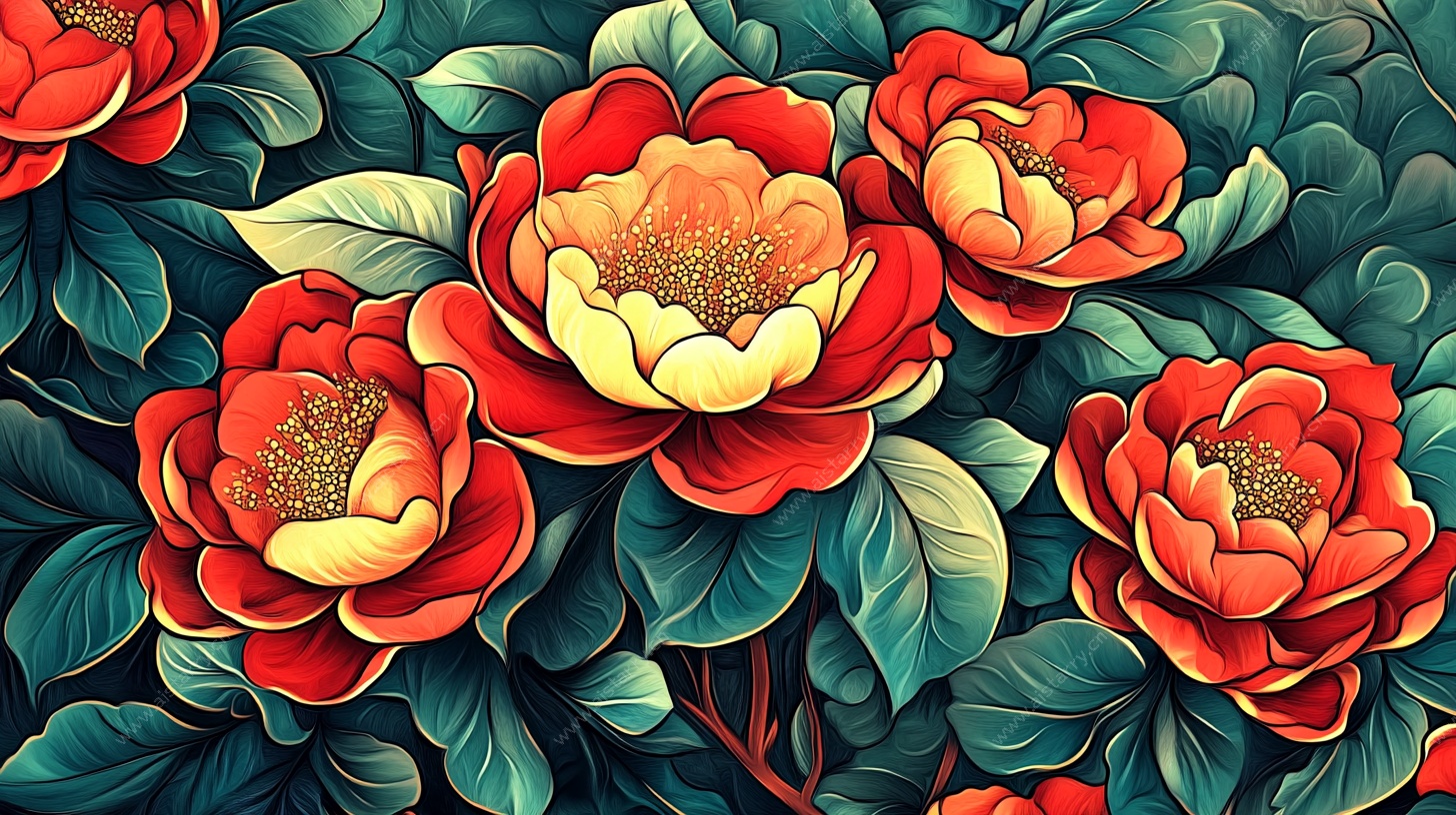 复古风艳丽花卉图案