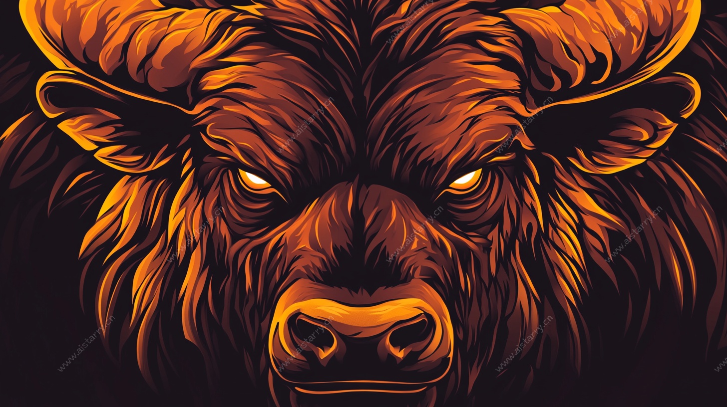 愤怒野牛插画