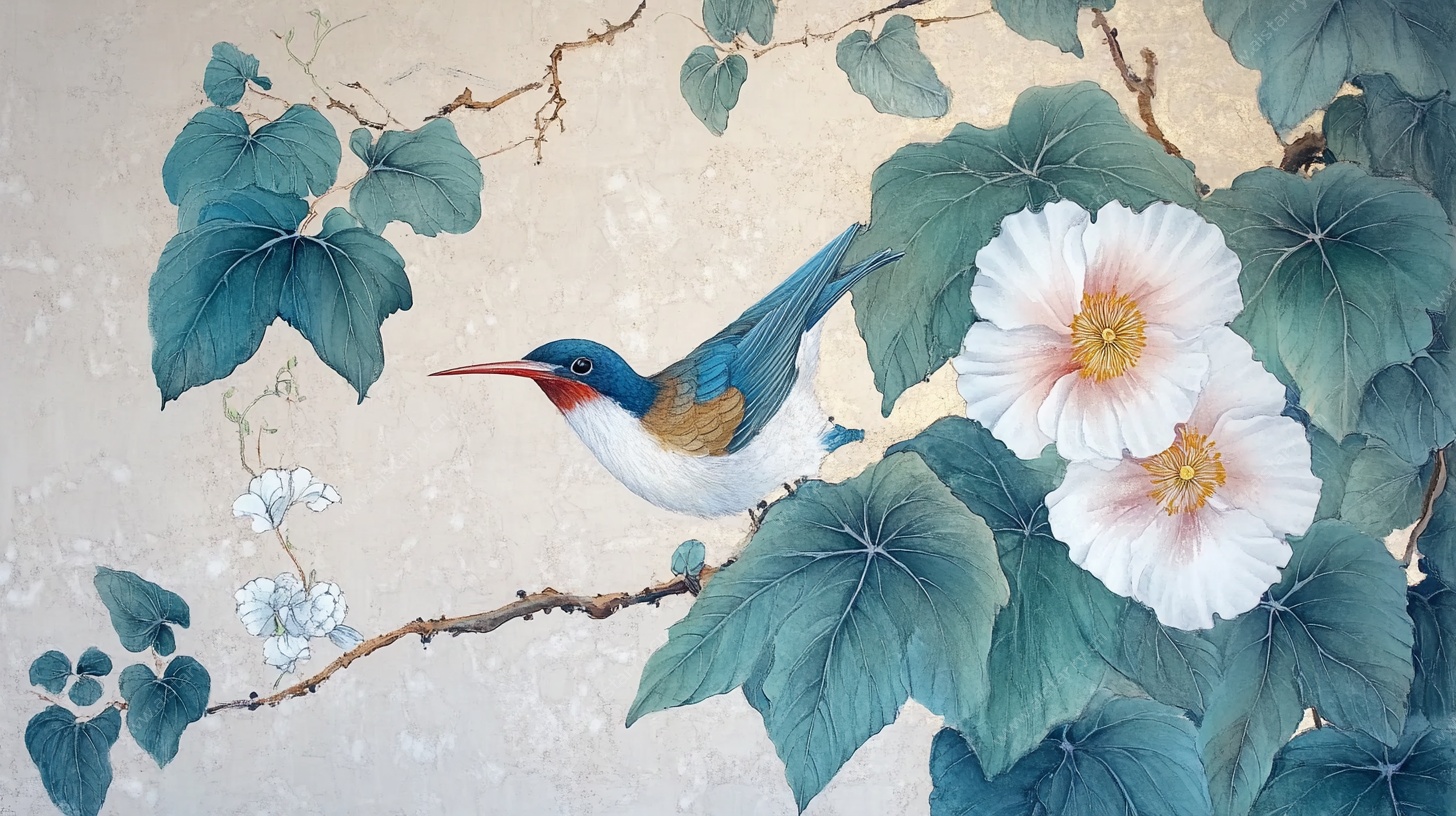 花鸟图中式工笔画